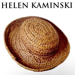 🏝️👒 Helen Kaminski Vintage Australian Rolled Brim Chocolate Brown Raffia Hat